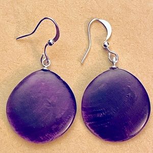 Capiz Shell Earrings by Culture Mix - Purple